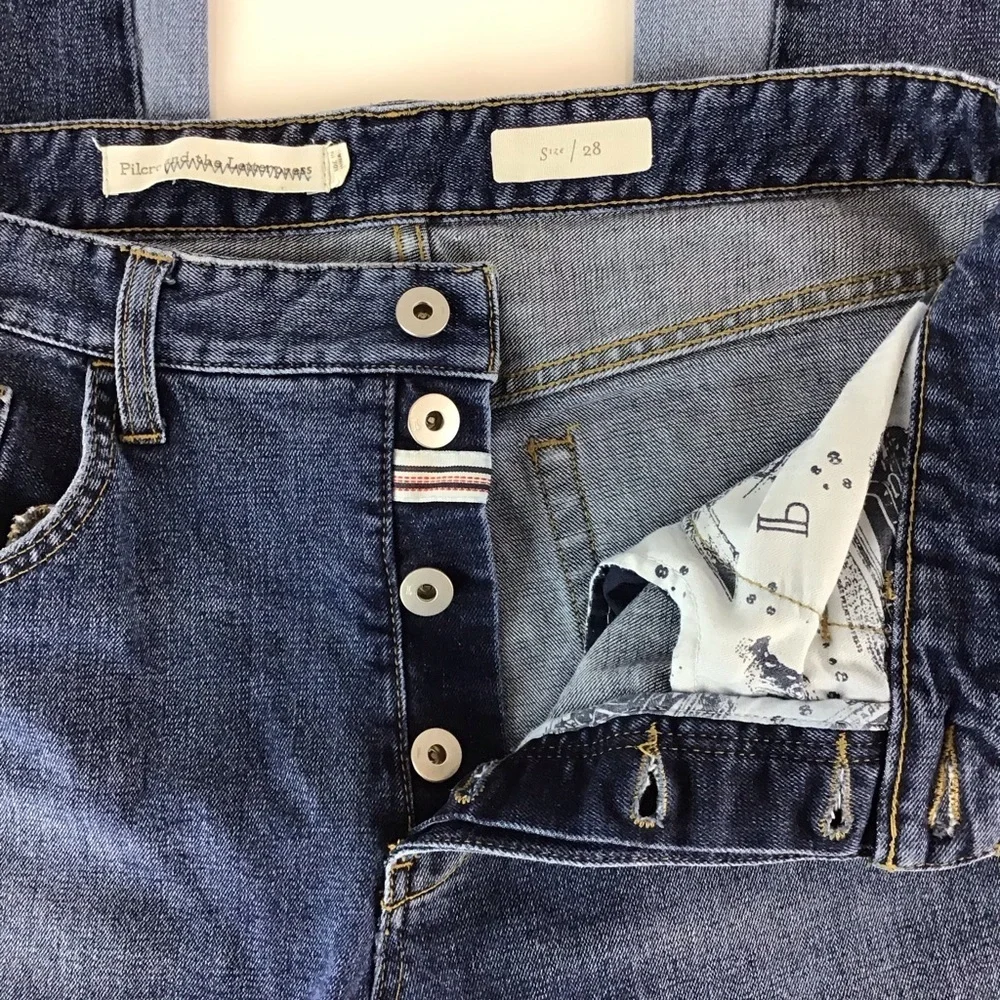 Anthropologie Pilcro and the Letterpress High Rise Two Tone Flare Crop Jeans 28